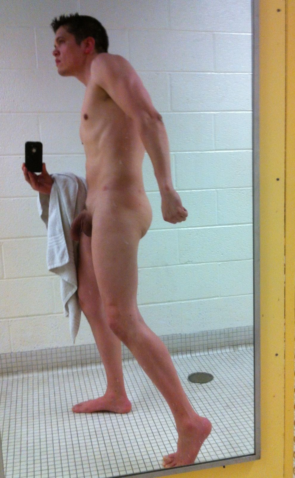 Naked locker room shower men